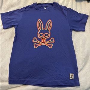 Boys Psycho Bunny Graphic Short sleeve T shirt size L 14/16 Purple Neon